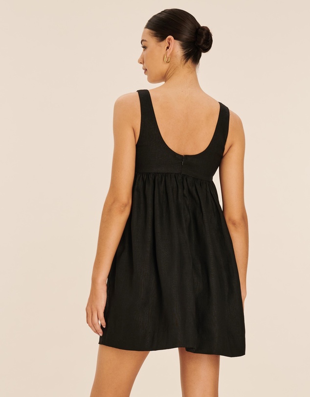 AERE - Linen Gathered Mini Dress
