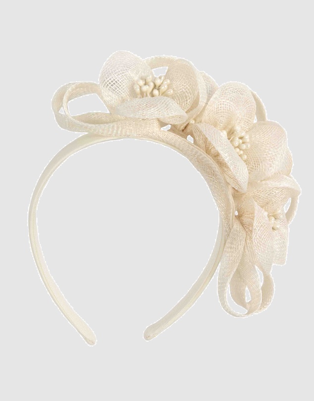 Max Alexander - Small Cream Sinamay Flowers Fascinator