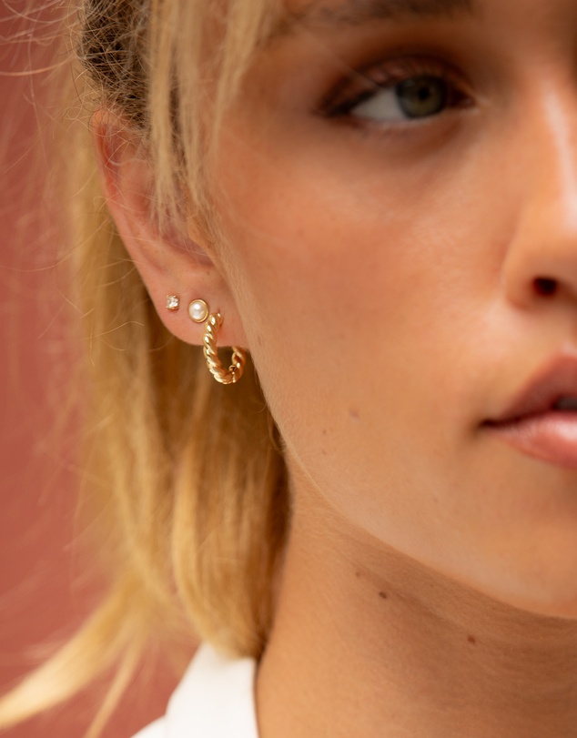 Mestige - Croissant Huggie Earrings - 18K Gold Plated