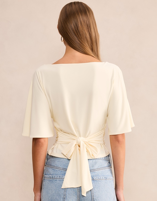 Forever New - Paige Flutter Sleeves Tie Back Top
