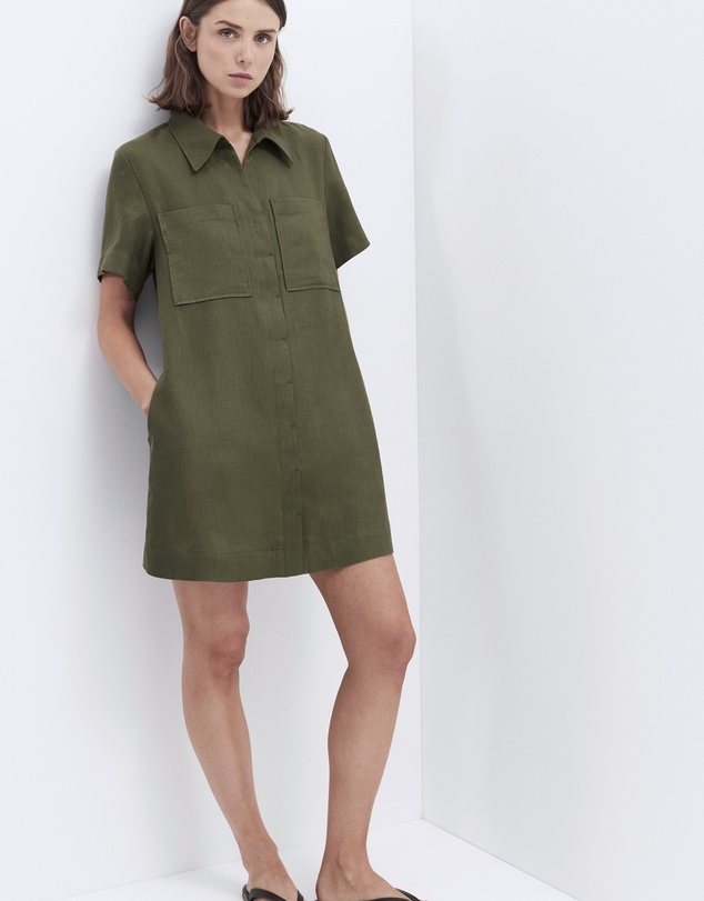 UNISON - Collared Linen Utility Dress