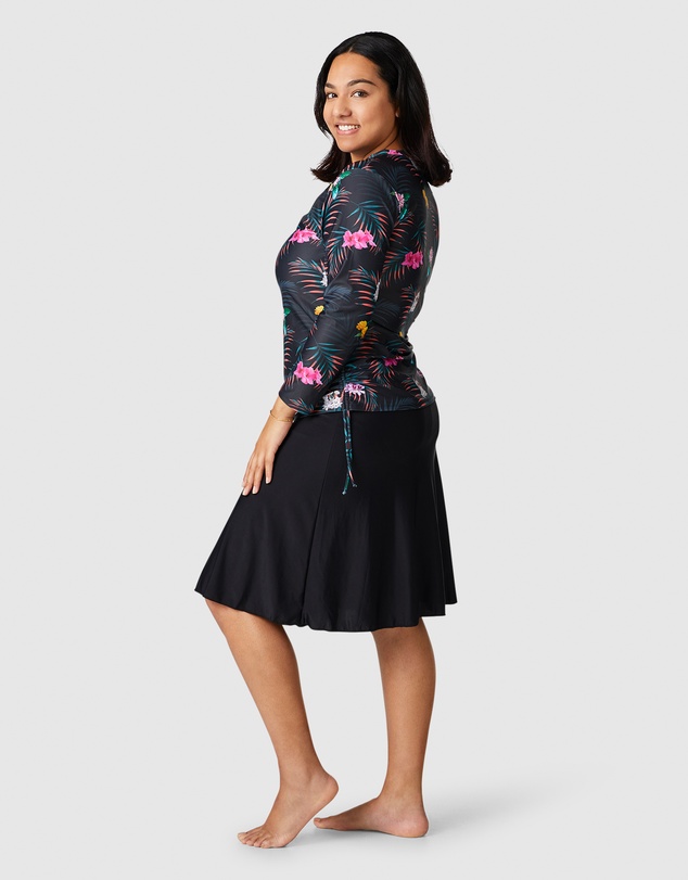 Modest Mermaid - Flowering zip 3/4 top SPF50+