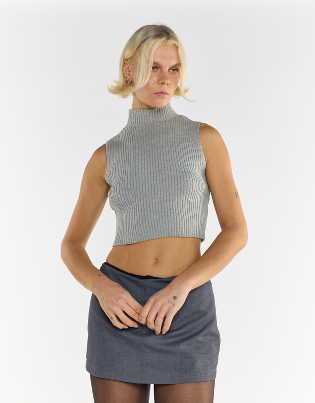 Glamorous - High Neck Ribbed Top
