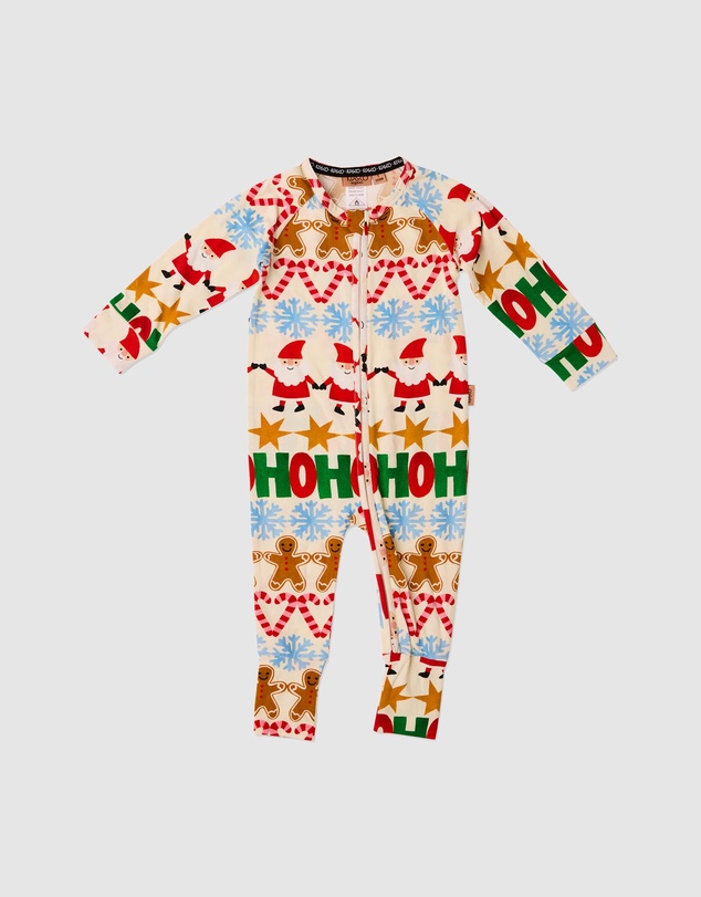 Kip&Co - Festive Garland Organic LS Zip Romper - Babies