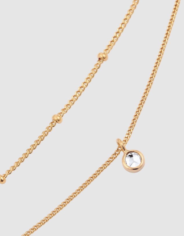 Elli Jewelry - Necklace Layer Crystal Ball 925 Sterling Silver Gold-Plated
