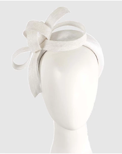 Max Alexander - White Sinamay Bow Racing Fascinator Headband