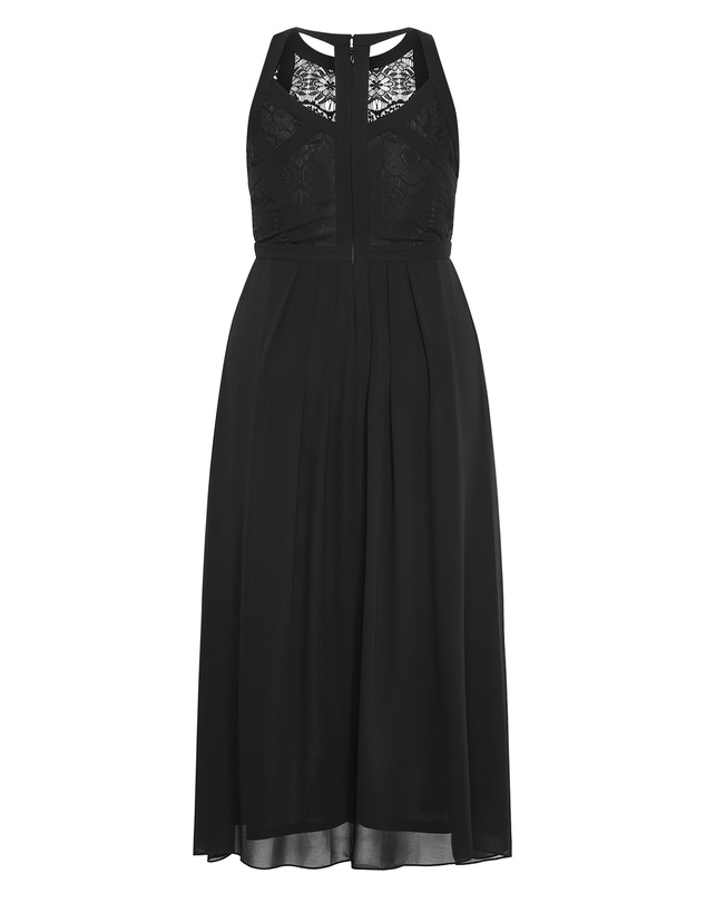 City Chic - Plus size Panelled Bodice Maxi Dress - black