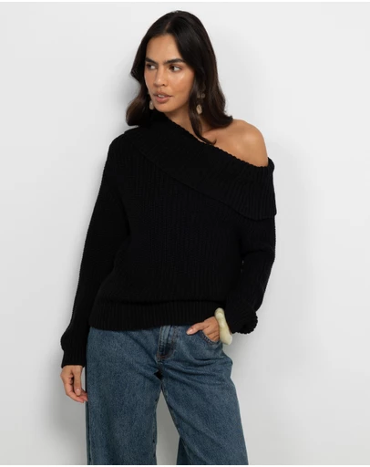 AERE - Leia Off Shoulder Knit Jumper