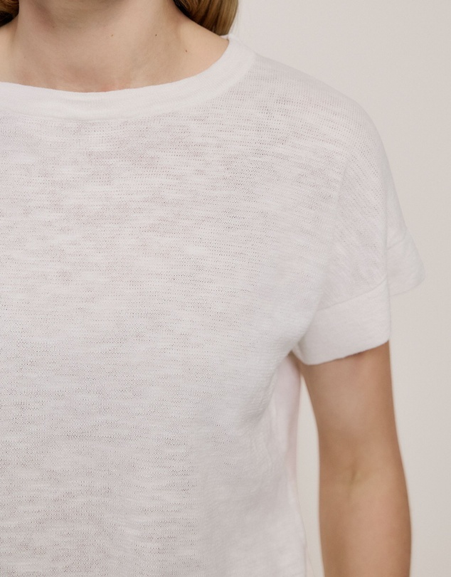 Trenery - Linen Cotton Relaxed Knit T-shirt in White