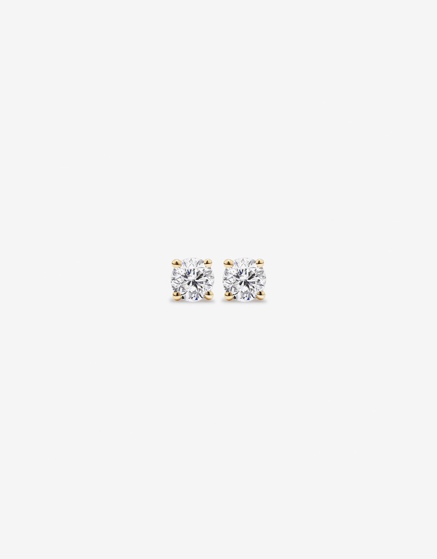 Michael Hill - Certified 0.25 Carat TW Round Brilliant Diamond Solitaire Stud Earrings in 18kt Yellow Gold
