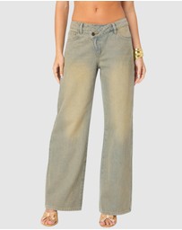 EDIKTED - Asymmetric Low Rise Wrap Jeans