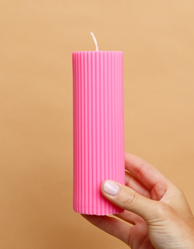 XRJ Celebrations - Pillar Neon Pink Candle