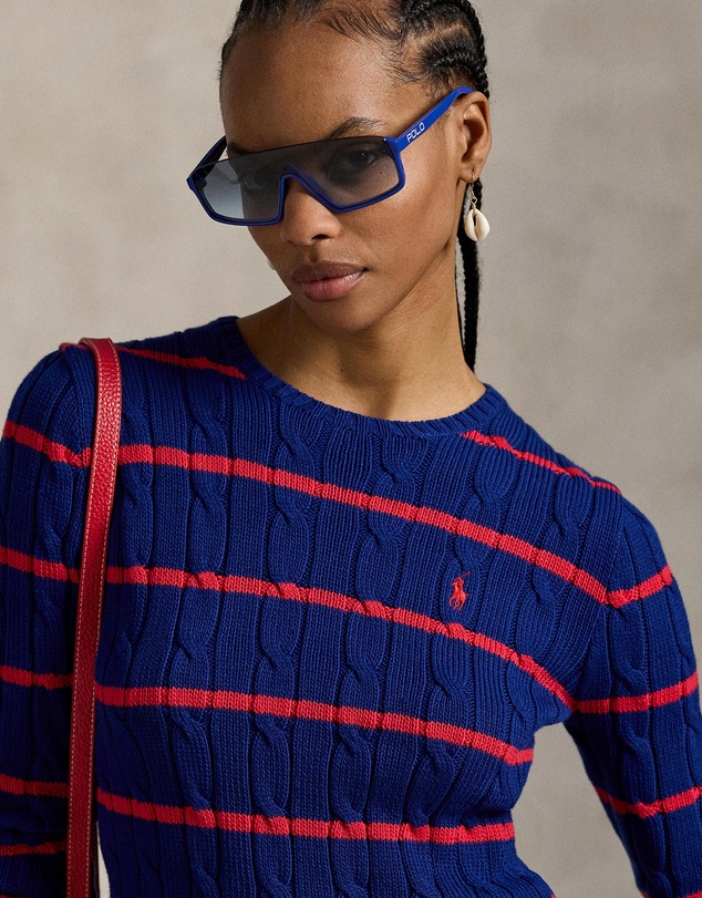 Polo Ralph Lauren - Striped Cable-Knit Cotton Sweater