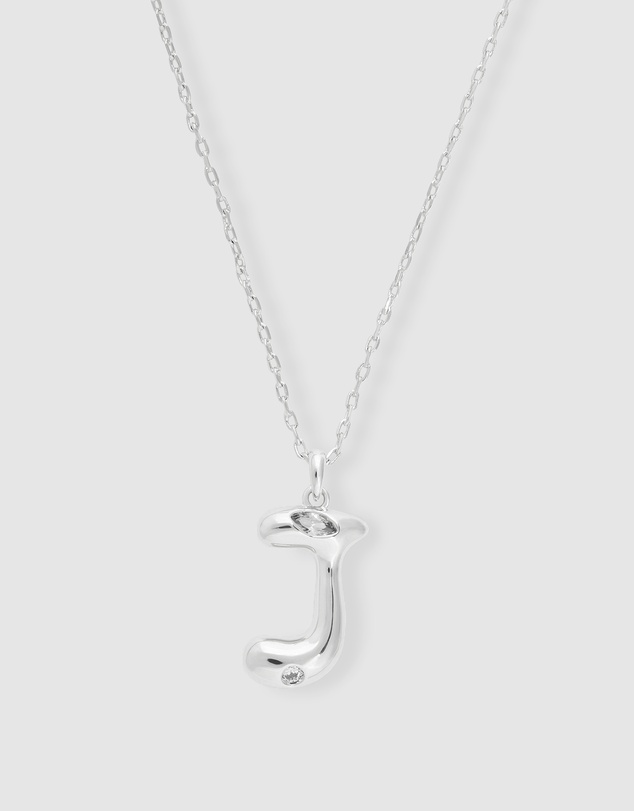 Wanderlust + Co - Alphabet Bubble Silver Necklace - Letter J