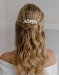 The White Collection - Cora - Freshwater Pearl and Floral Detail Silver Bridal Comb
