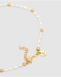 Elli Jewelry - Anklet Sun Beads with freshwater pearls in 925 Sterling Silver gold plated