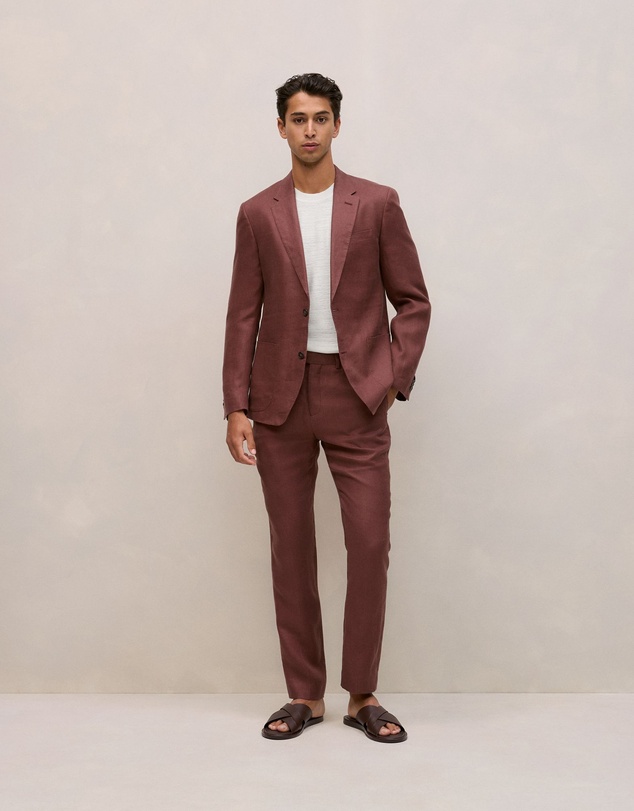 Trenery - Regular Fit Belgian Linen Blazer in Espresso