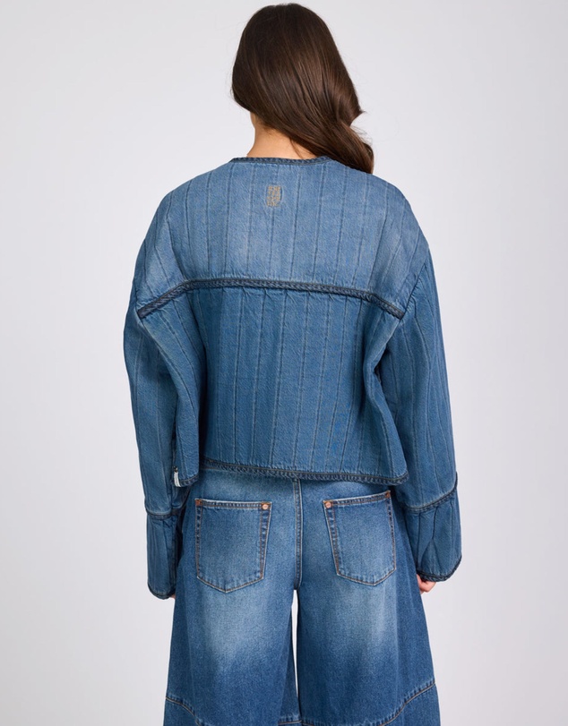 ONE TEASPOON - Denim Wadded Jacket - Deep Pacifica Blue