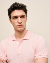 Trenery - Pique Monogram Short Sleeve Polo in Soft Pink