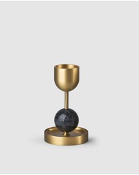 Black Blaze - Beaded Fountain Brass Candle Holder
