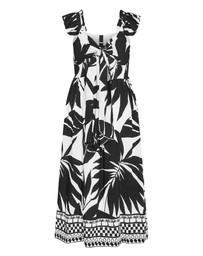 City Chic - Plus size Mirage Oasis Print Tie Back Maxi Dress - ivory