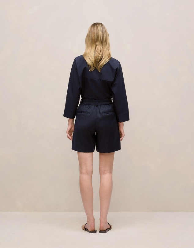Trenery - Stretch Linen Blend Tailored Short in Night Sky