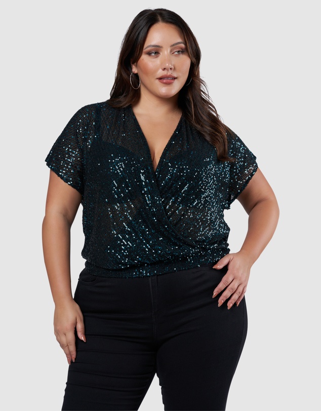 Pink Dusk by Curve Project - Flashy Sequin Top