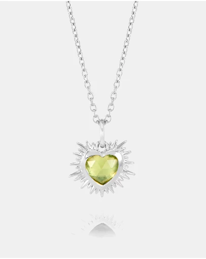 Rachel Jackson - Electric Love August Birthstone Heart Necklace Silver