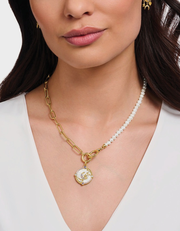 THOMAS SABO - Golden Necklace with Freshwater Pearls and Zirconia