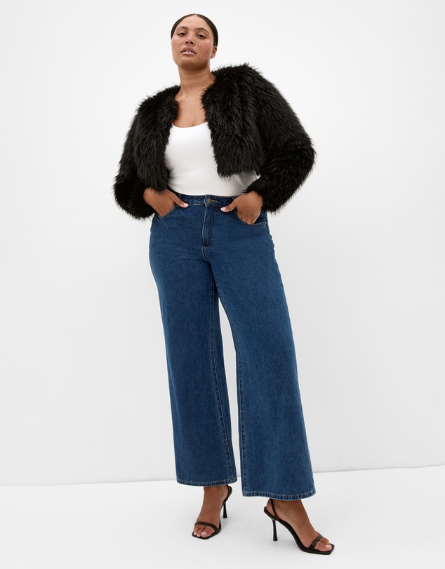 City Chic - Angelica Faux Fur Crop Jacket
