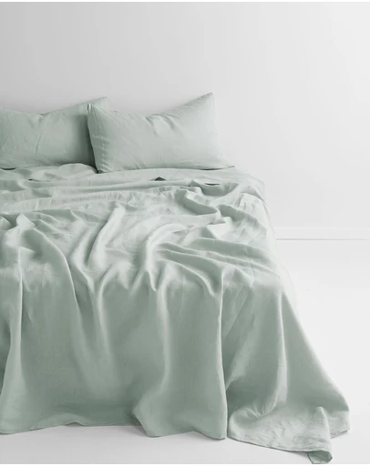 Aura Home - Evie Stonewash Organic Cotton Sheet Set in Mist