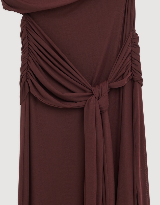 Revibe - Repaired CHANCERY Margot One Shoulder Drape Mesh Maxi Dress - AU 10