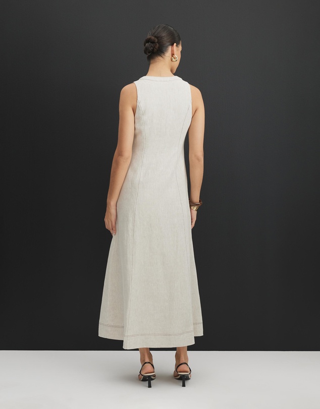 AERE - Sierra Linen Button Down Midi Dress