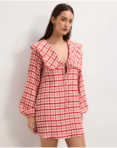 The Fated - Adela Check Collared Mini Dress