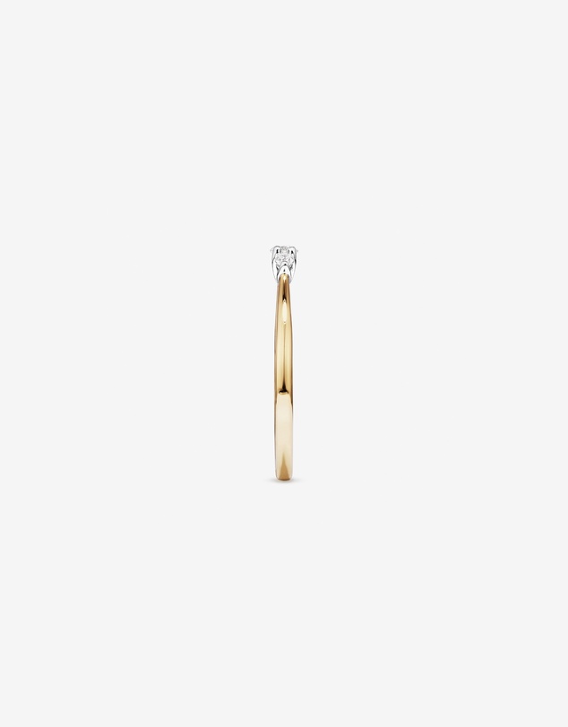 Michael Hill - 0.15 Carat TW Three Stone Round Brilliant and Oval Cut Diamond Promise Ring in 10kt Yellow and White Gold