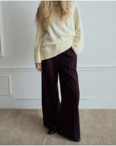 M.N.G - Wide-Leg Mid-Rise Pleated Trousers