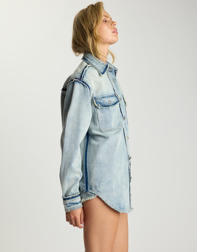 ONE TEASPOON - Split Party Everyday Denim Shirt - Split Party Contrast Blue