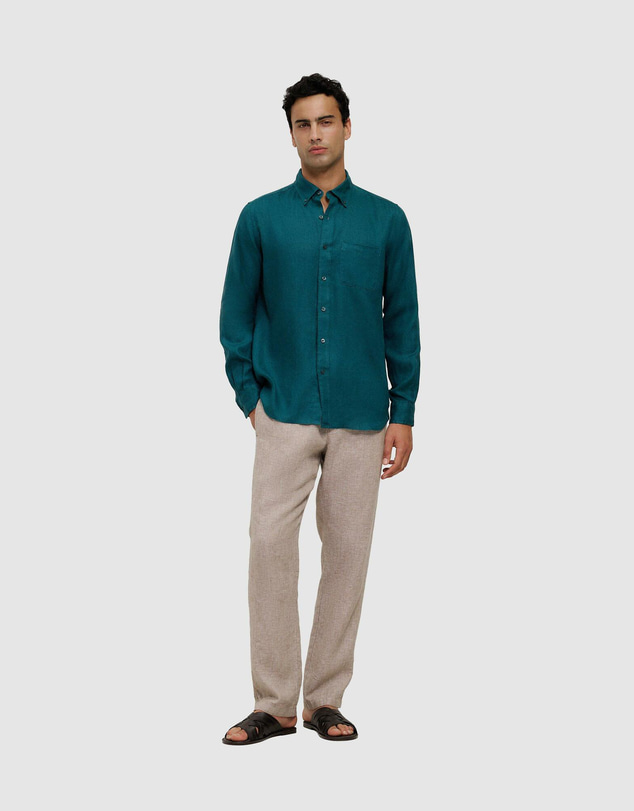 Trenery - Regular Fit Linen Classic Long Sleeve Shirt