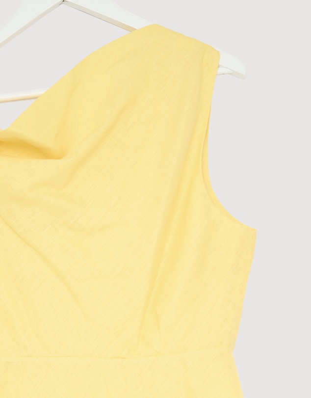 Revibe - Repaired AERE Fia Linen Draped Off Shoulder Maxi Dress - AU 16