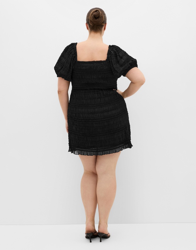 City Chic - Plus size Emelia Shirred Mini Dress - black
