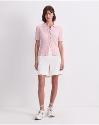 Sportscraft - Cotton Cable Short Sleeve Knit Top