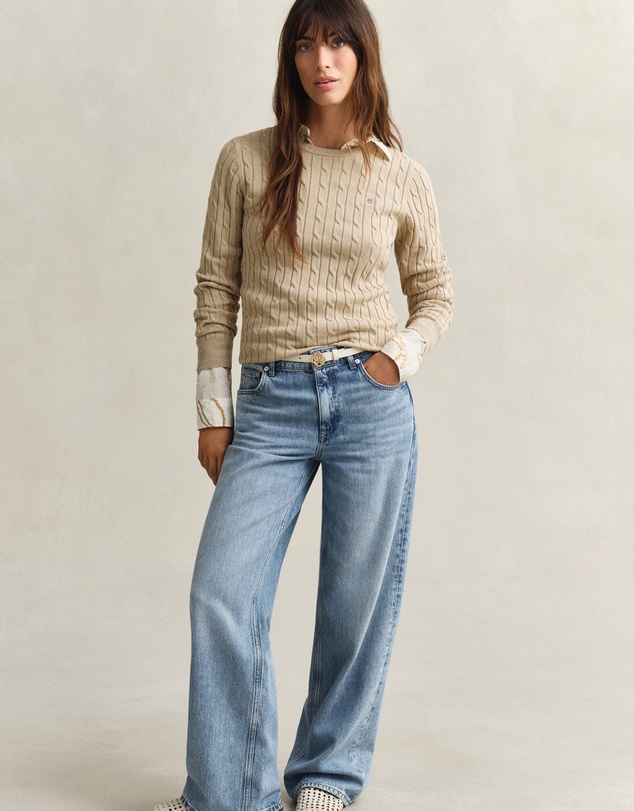 Gant - Stretch Cotton Cable Crew Neck Knit