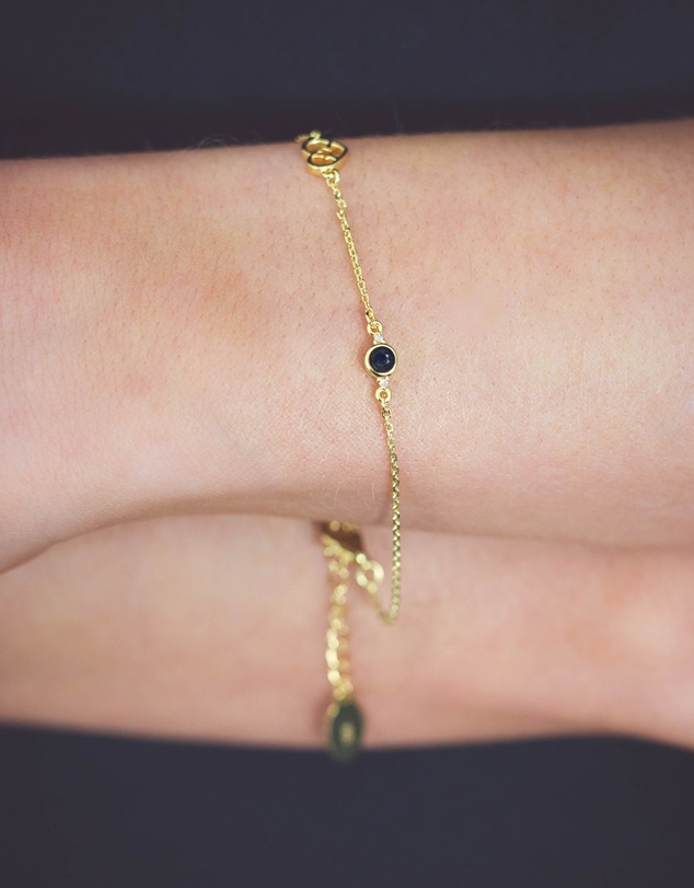 Georgini - Natural Sapphire And Two Natural Diamond September Gold Bracelet