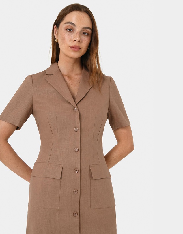 Forcast - Nia Button Linen Dress