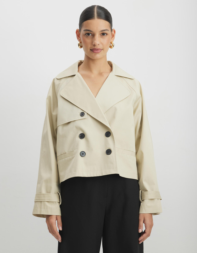 AERE - Lucie Organic Cotton Cropped Trench