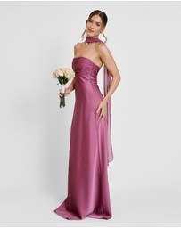 Six Stories - Chiffon Bandeau Satin Maxi Dress