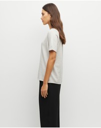 JH Lounge - JHL V-Neck T (Fine Cotton Cashmere) Soft Grey Marle