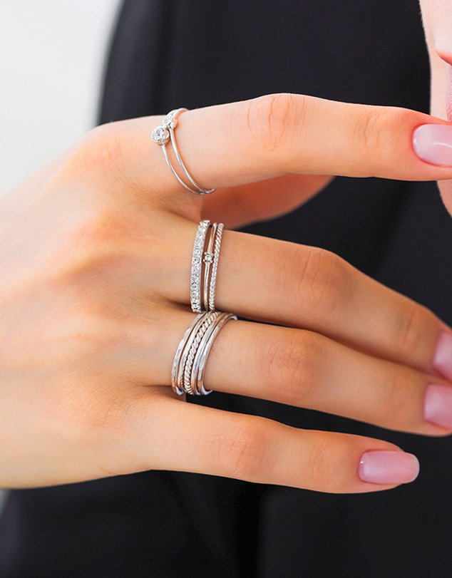 Elli Jewelry - Crystal Ring Set in 925 Silver