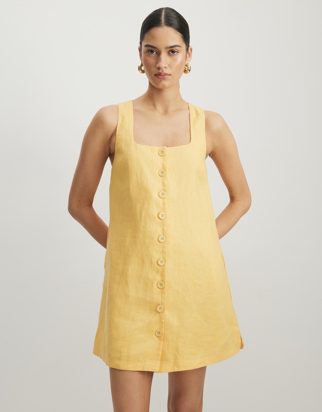 AERE - Bari Linen Button Down Mini Dress