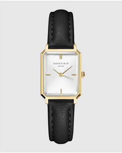 Rosefield - The Octagon XS Black Leather Watch